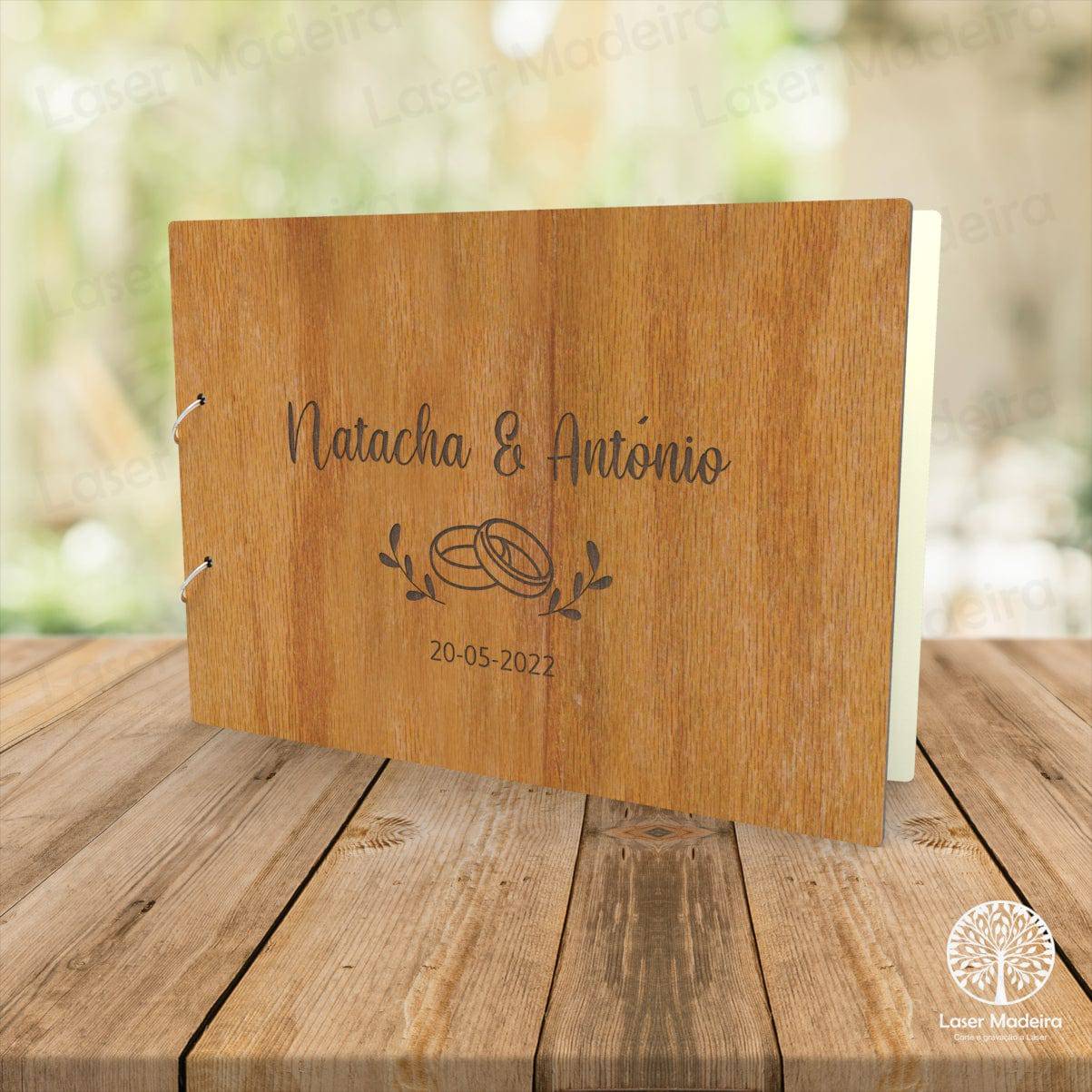 Capa Livro de Honra - A4 - Casamento - Modelo 4 - Laser Madeira